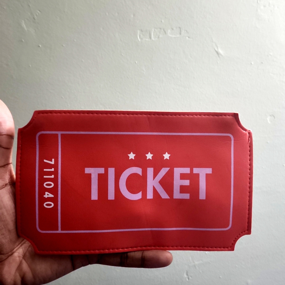 Coral movie ticket-shaped pouch